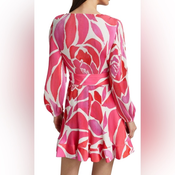 NWT, Milly LIV Dream Rose Pleated, Tie- Waist Dres - Picture 2 of 16